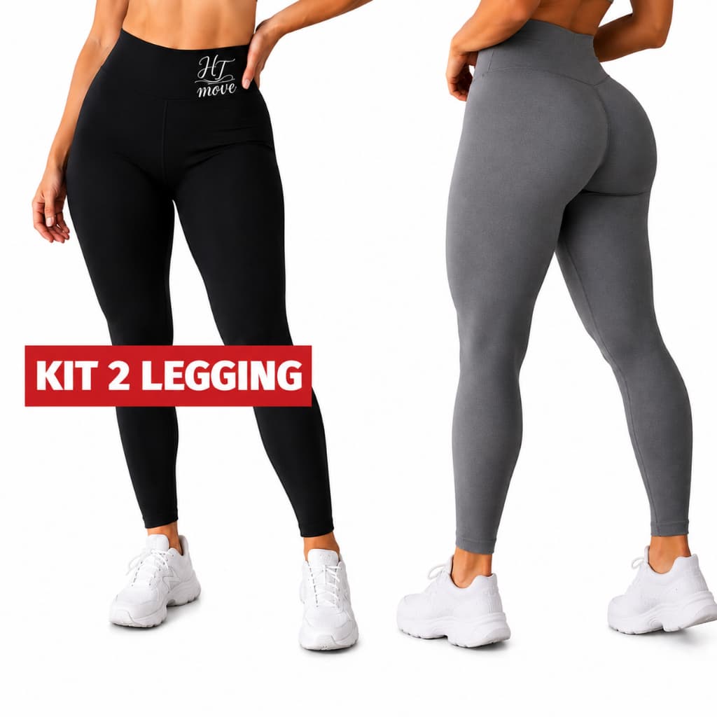 Calça Kit 2 Legging Fitness Feminina Cintura Alta Empina Bumbum Academia Roupas Femininas