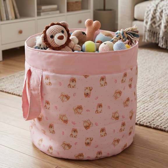 Cesto Organizador de brinquedos Toy Box Pet Médio com Alça Cesto para Brinquedos e Itens de Cachorro