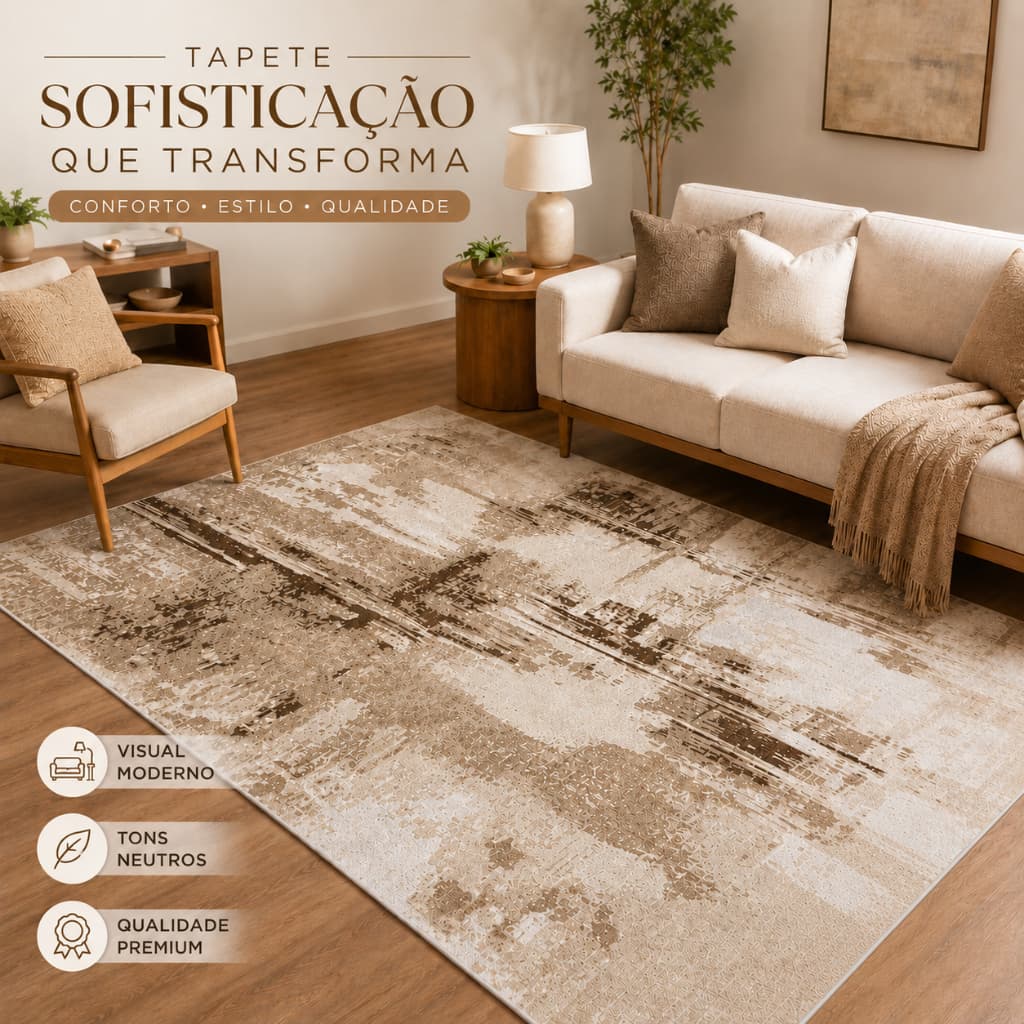 Tapete Berlim Antiderrapante 1,40m x 2,00m Para Sala Quarto e Escritório Moderno Premium