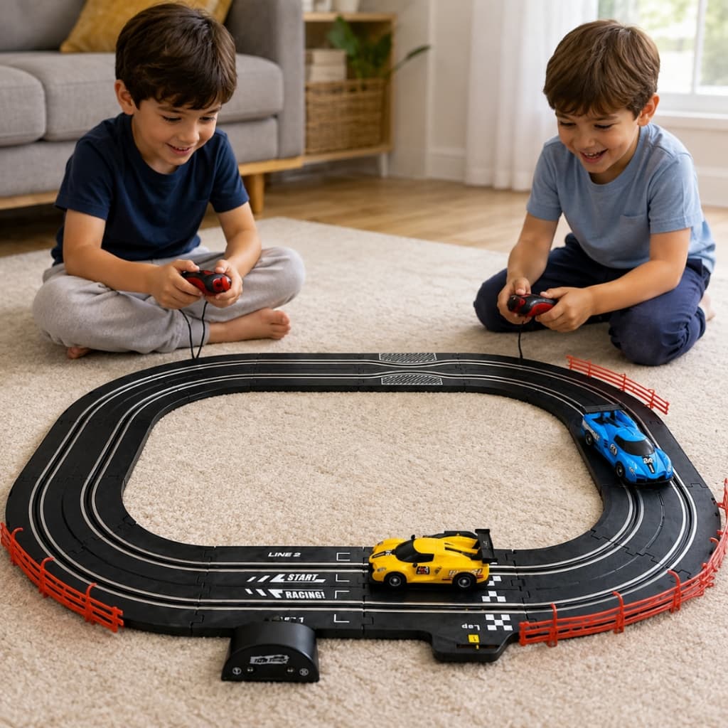 Pista Autorama Elétrica Com 2 Carrinhos E 2 Controles Remotos