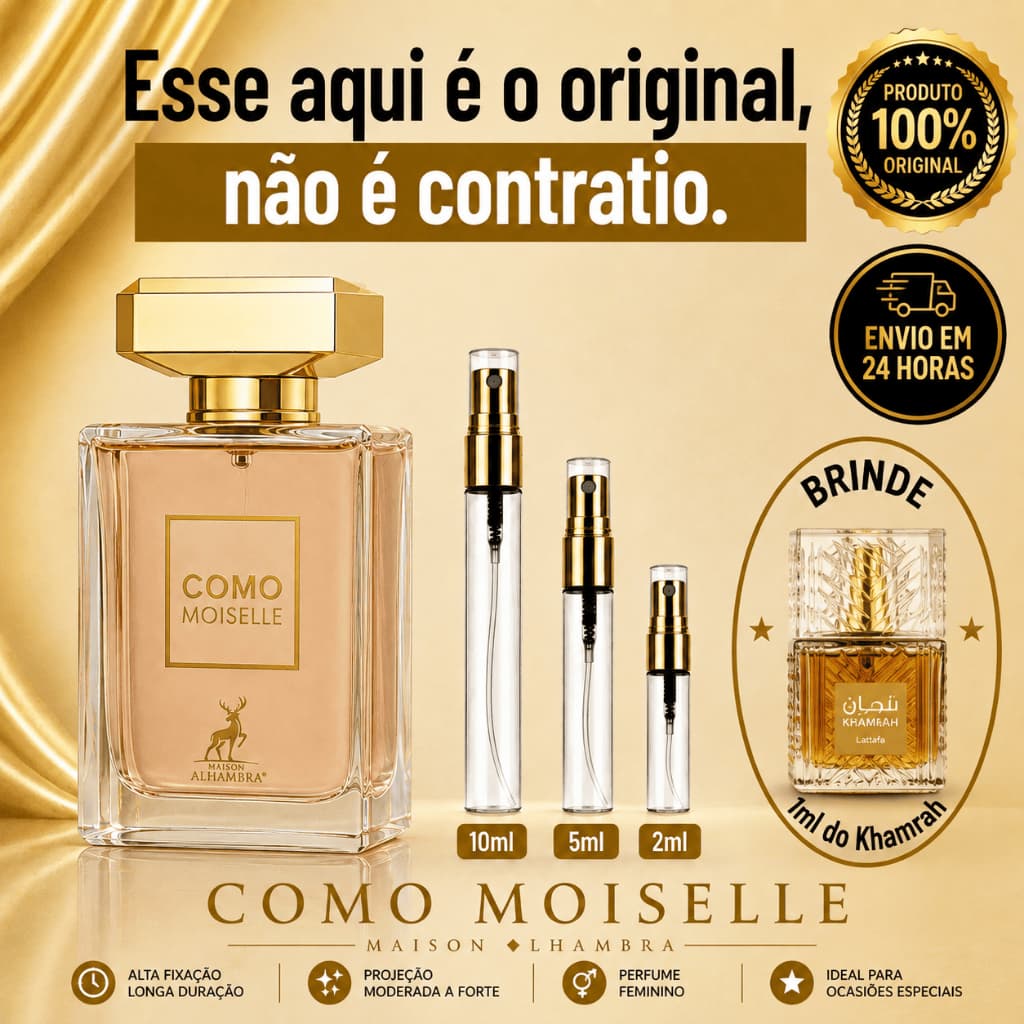 Como Moiselle Perfume Árabe Feminino  - 100% ORIGINAL - Importado - Alta Fixação - Alta Projeção - Cítrico / Amadeirado