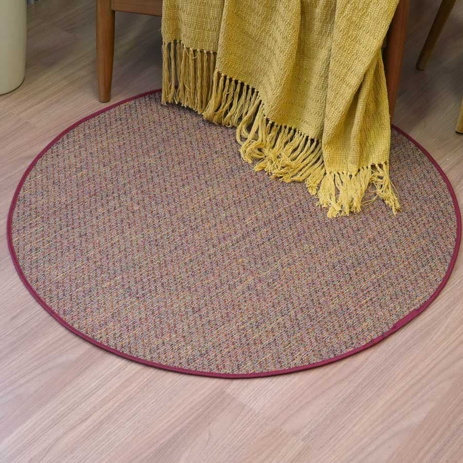 Tapete Sisal Sintético Redondo 1,00x1,00 Antiderrapante Moderno para Sala, Quarto, Escritório e Hall