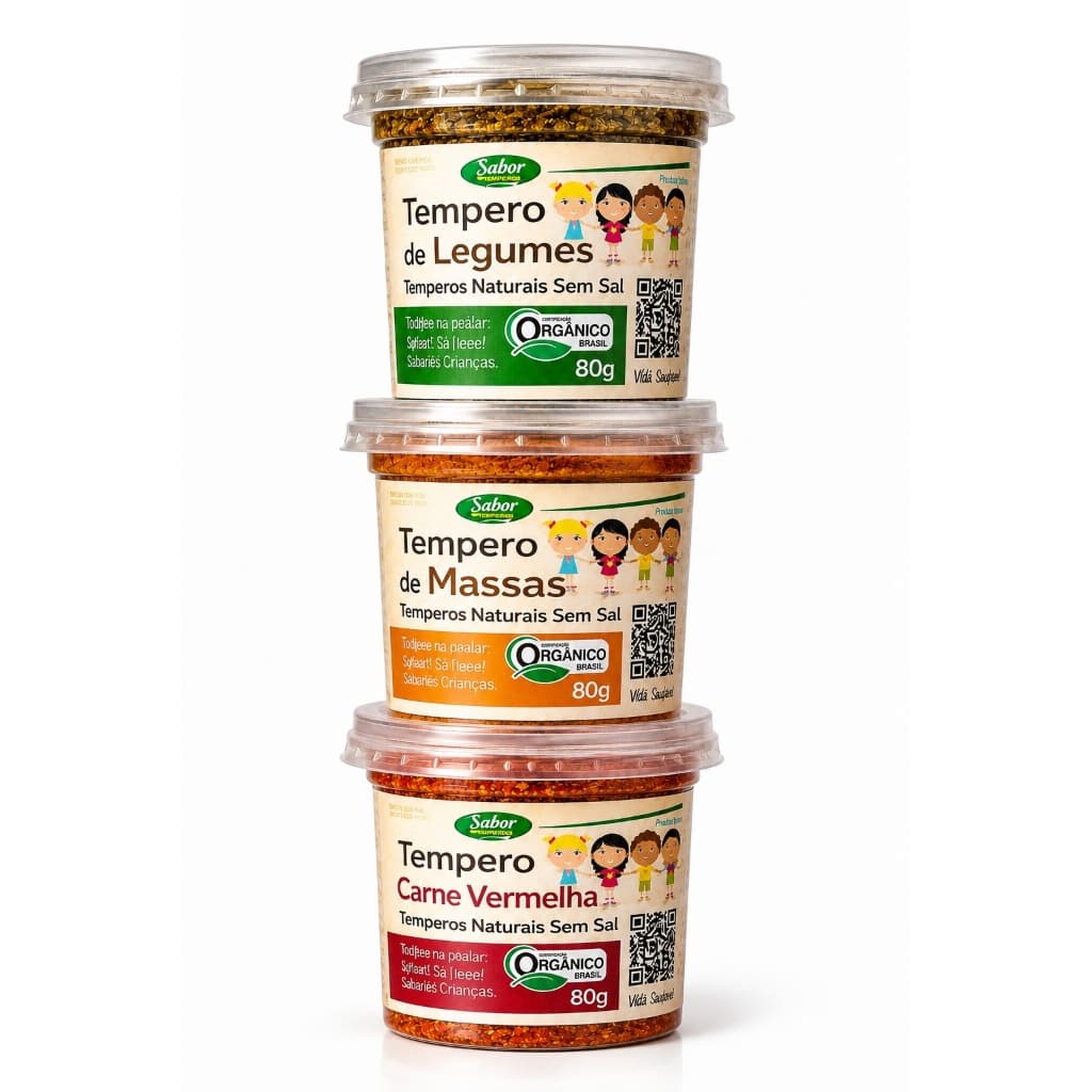 Tempero Natural para Bebê 6+ Meses Sem Sal Introdução Alimentar Infantil | Temperos Saudáveis kit 3 unidades