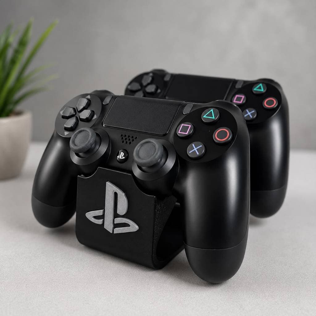 Suporte Controle VideoGame PS4 Duplo Organizador Jogos Consoles Acessórios