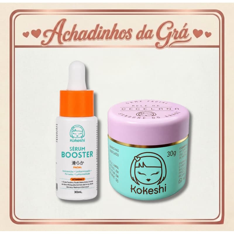 Kokeshi Kit Pele de Porcelana + Sérum Booster Vitamina C | Creme Facial 30g + Sérum 30ml