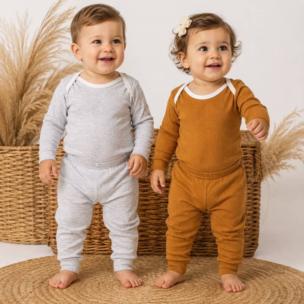 Kit 6 Peças de Roupas para Bebê  Menina Menino Body Longo 3 Calça Mijão Kit 3 Conjunto Body + Calça Roupa Infantil Bebê