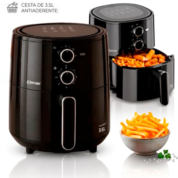 Fritadeira Air Fryer Elétrica Sem Óleo 3,5 L Antiaderente Controle de Temperatura Timer Compacta