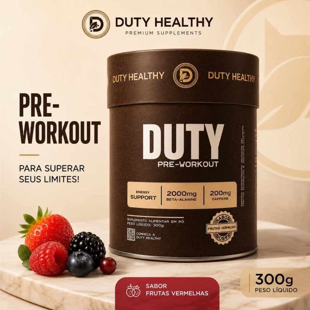 Duty Healthy Pré Treino 300g Pre Workout Energia Foco Performance Força Resistência Academia