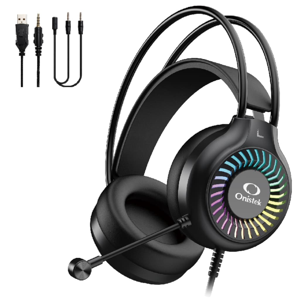 Fone Gamer Headset Com Fio RGB LED Microfone USB P2 40mm Para PC PS4 Xbox Notebook
