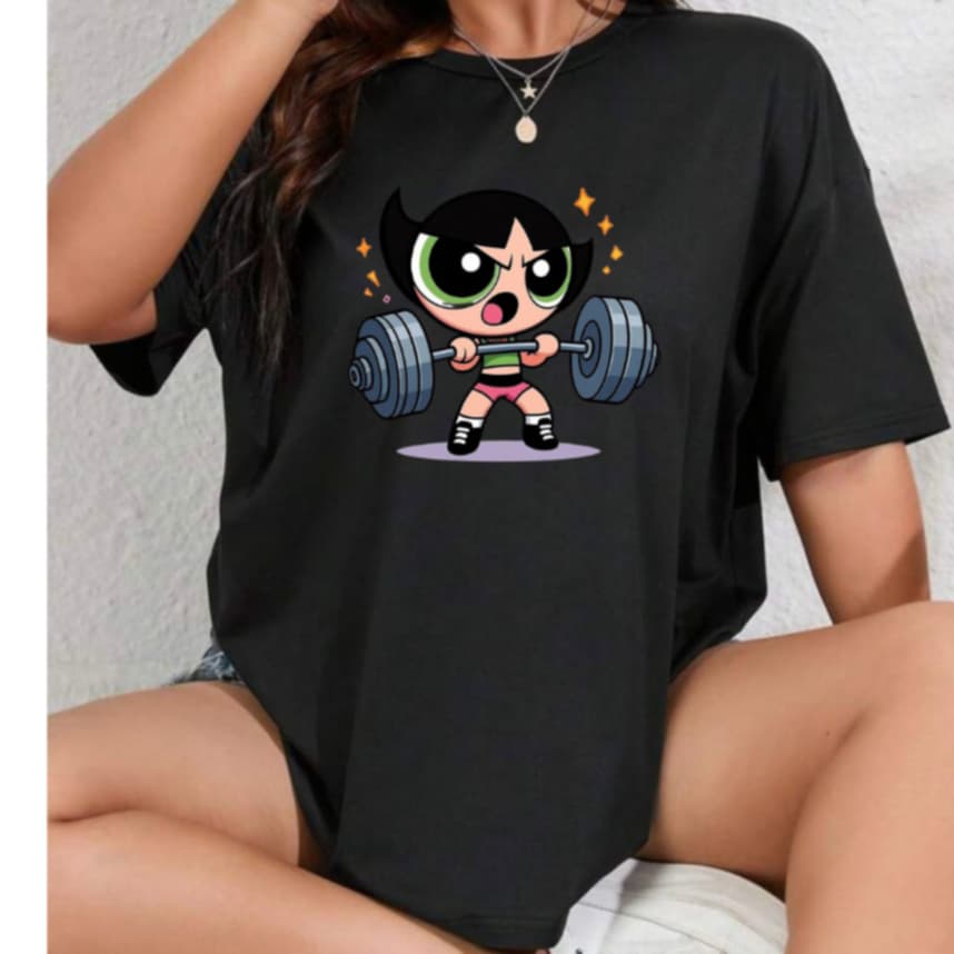 T-shirt de academia Camisa Camiseta Feminina Meninas Super Poderosas! blusa academia fitness Oversized  100% Algodão.