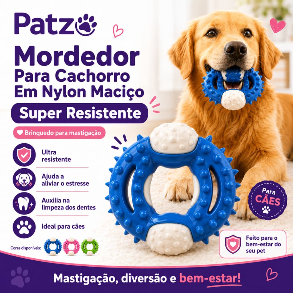 Mordedor para Cachorro em Nylon Maciço Super Resistente | Brinquedo para Mastigação