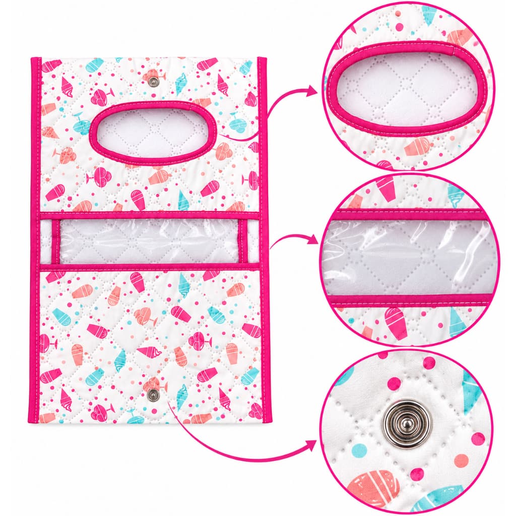 Necessaire Porta Fraldas Lenço Umedecido Bebê Estampa Sorvetinho Premium Bolsa Maternidade Portátil