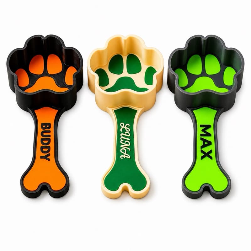 Pá de Comida para Animais Personalizada Pata e Osso Pá para Ração Pet Cachorro Gato