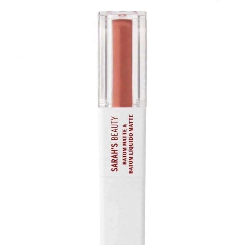Batom Matte e Batom Líquido Matte 2 em 1 Sarah's Beauty - Acabamento Aveludado - Nude