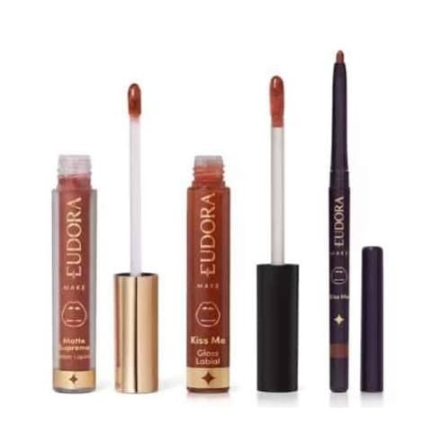 (LANÇAMENTO) Combo Eudora e Adam: Lapiseira Multifuncional 300mg + Batom Líquido Matte 4ml + Gloss Labial 5,2ml