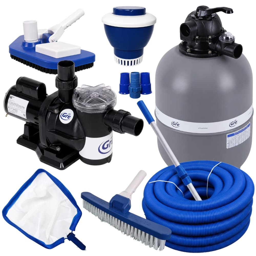 Kit Completo Piscina Filtro GRE400 42000L Bomba GRE 1/2cv Kit Limpeza Mangueira Clorador Cabo
