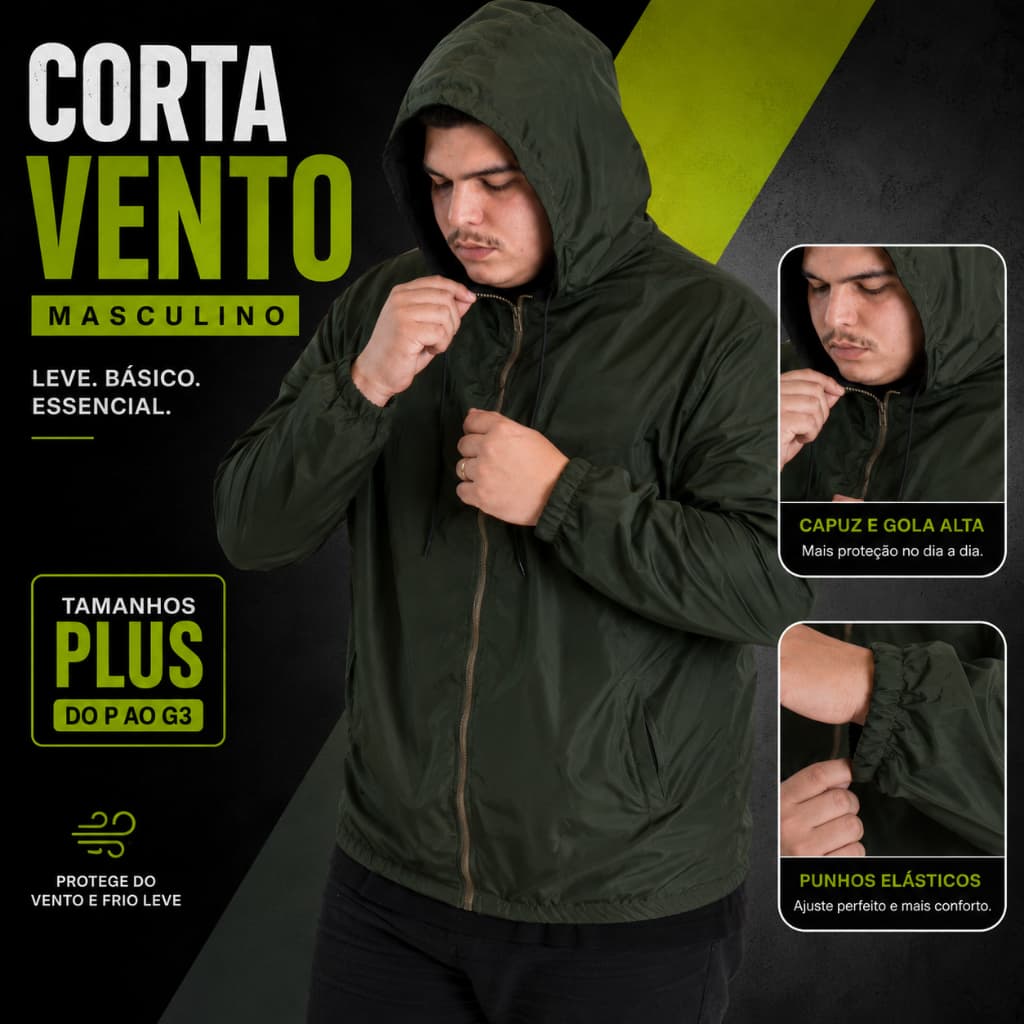 Corta Vento Plus Size Térmico Básico Repelente Água