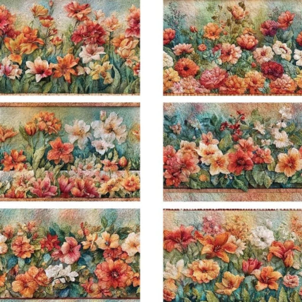 Tecido Patchwork Digital Barrado Flores Outono D2679