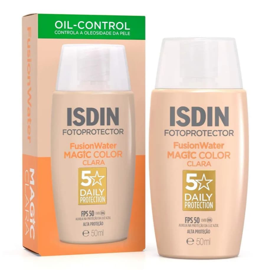 Protetor Solar Facial ISDIN FPS 50 Fusion Water Magic Color Cor Clara 50ml