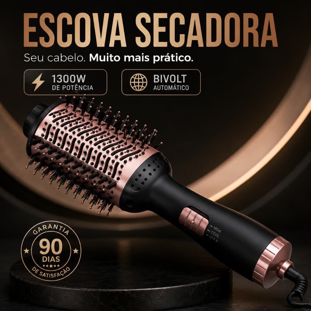 Escova Secadora Profissional Cabelos Modelador Bivolt 1300w Secagem Rapida