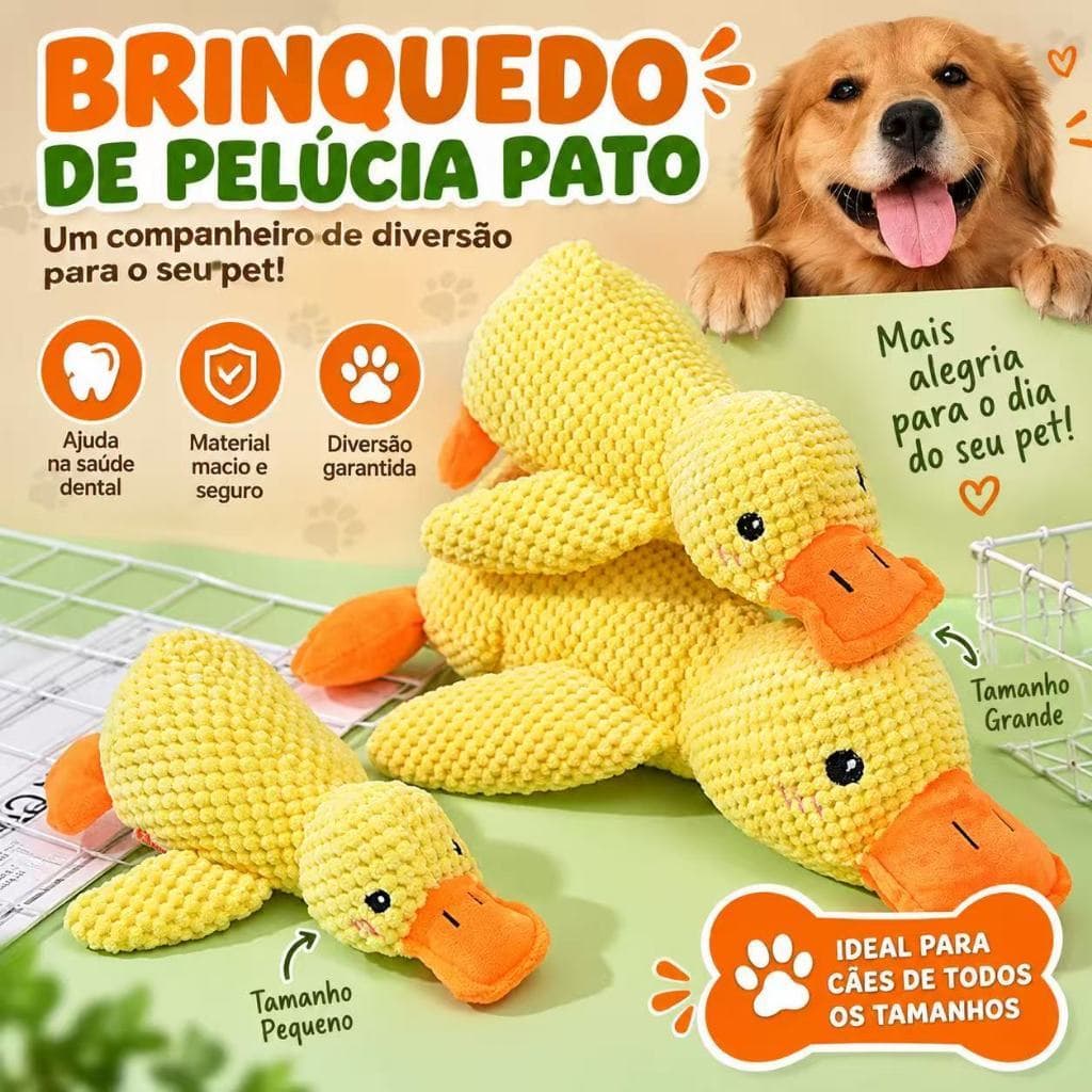 Brinquedo para Cachorro Pato de Pelúcia com Som Mordedor Interativo Macio para Pets