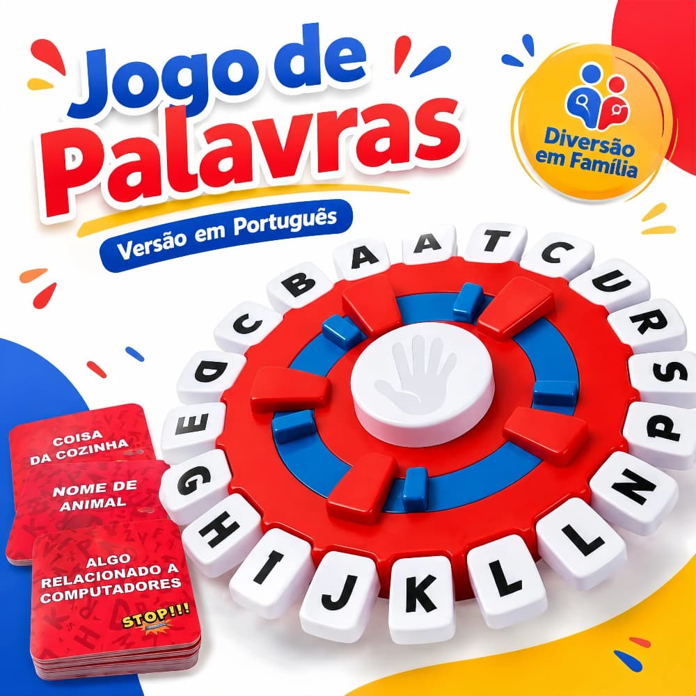 Jogo Stop Trava Letras em Português com Temporizador 2 a 8 Jogadores 36 Cartas 144 Categorias para Família