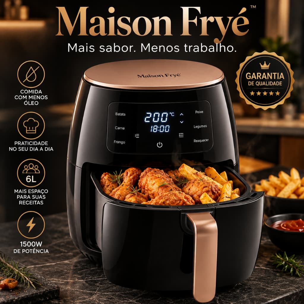 Air Fryer Fritadeira Elétrica Digital 6L 1500W 110V Maison Fryé