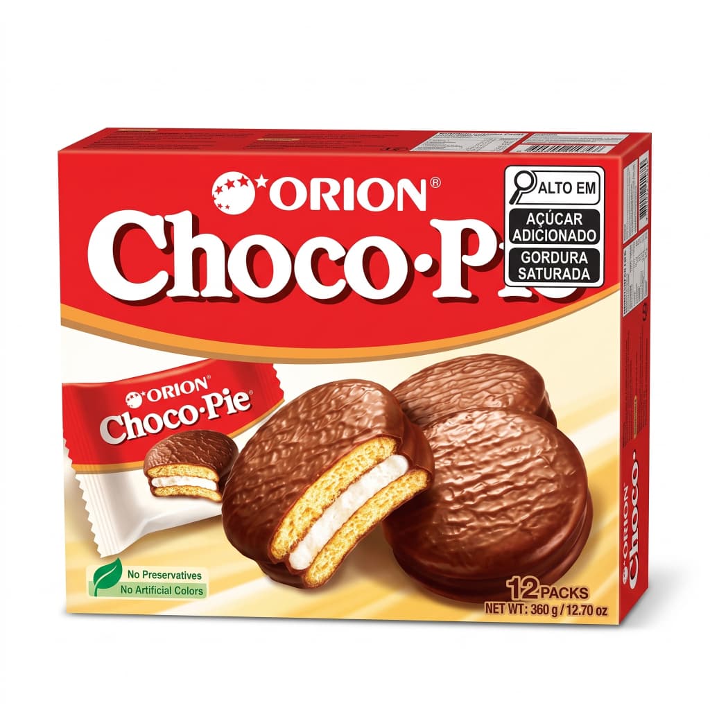 Choco Pie Orion Bolinho Coreano Importado Chocolate com 12 Un