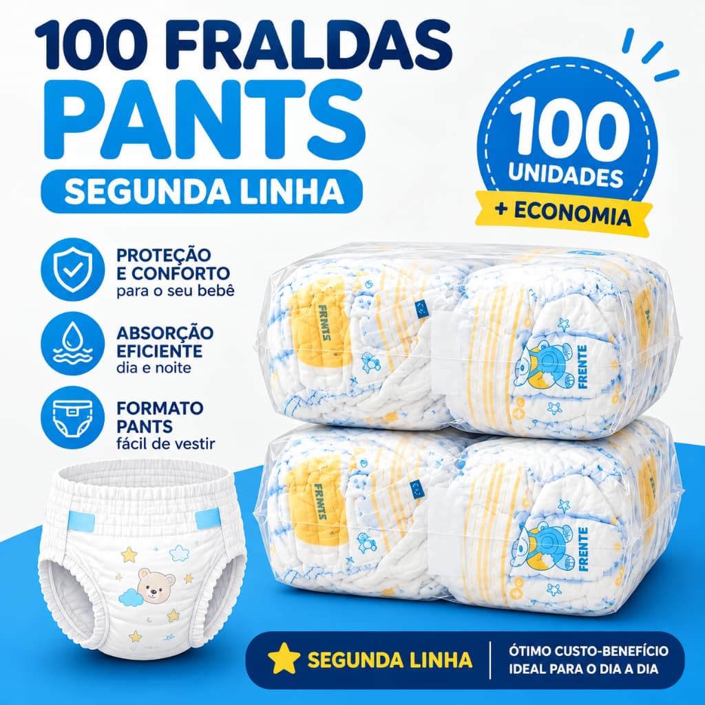 Fralda Descartável Econômica | Segunda Linha | XXG | pants | Estampas Sortidas | Shortinhos