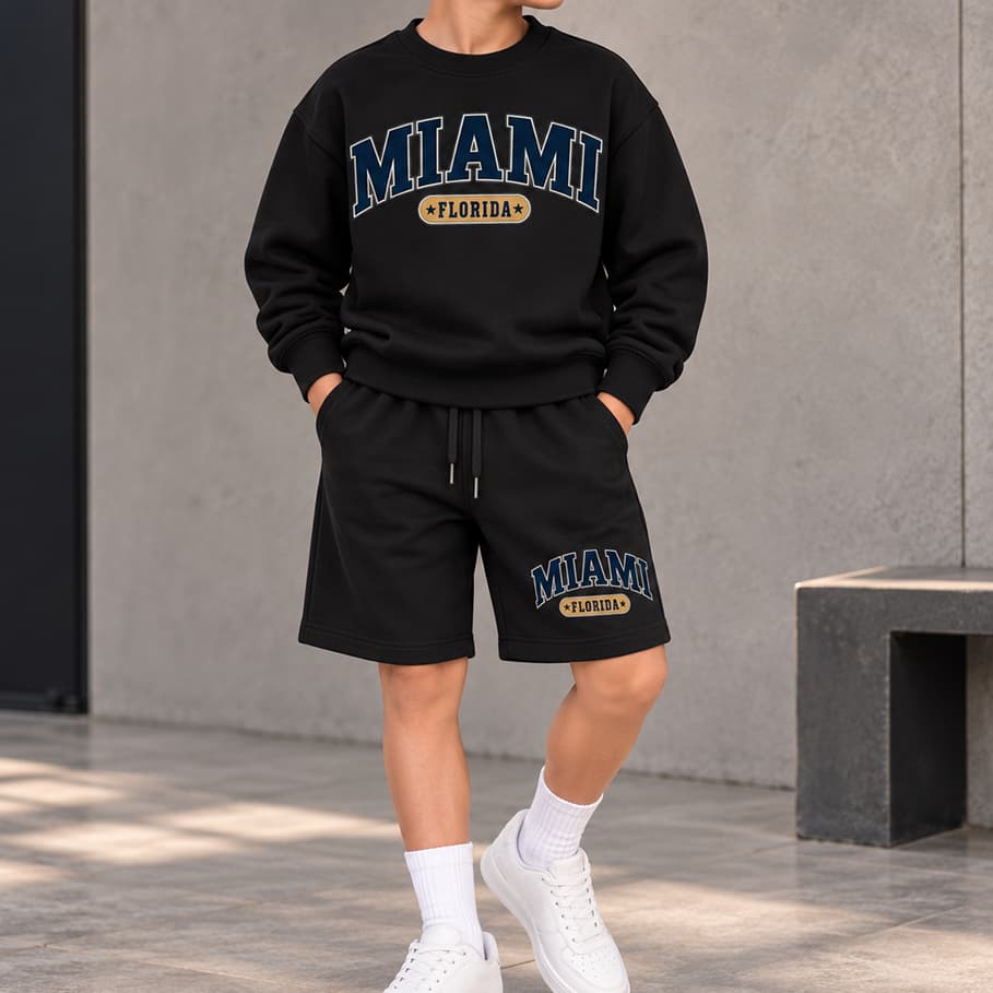 Conjunto Infantil Bermuda e Blusa de Moletom Kit Bermuda e Blusa Moletom Conjunto Juvenil Bermuda e Blusa