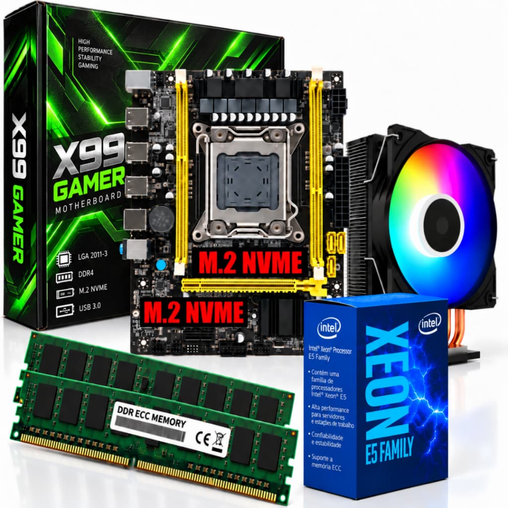 Kit Upgrade Gamer - Intel Xeon E5 24 Núcleos 3.5Ghz + Placa Mãe + 32GB RAM DDR4