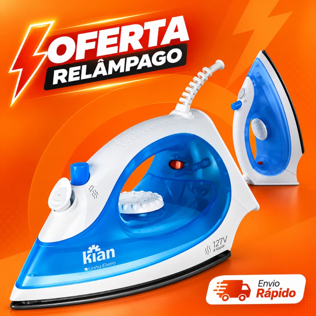 Ferro A Vapor 1300w Base Antiaderente Kian Fvp-100