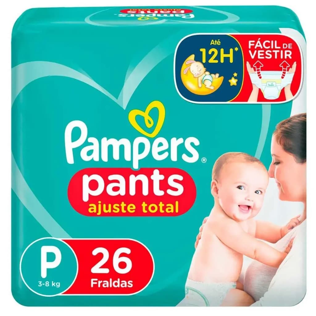 Fralda Descartável Pampers Pants Ajuste Total P 26 - fralda infantil Pampers