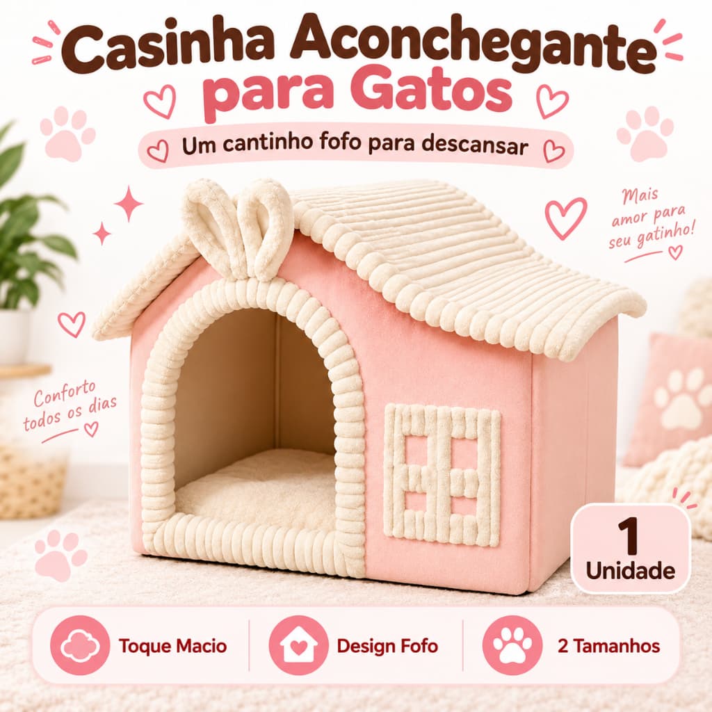 Cama para Gato Casinha Pet Macia Toca Aconchegante Fechada para Descanso