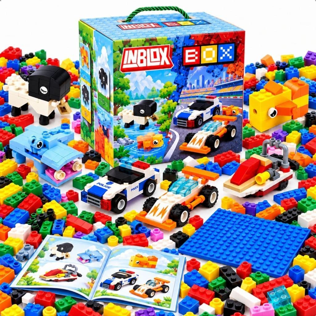 Kit Blocos de Montar Infantil Inblox Animais Carros Brinquedo Educativo Encaixe Construção Criativa