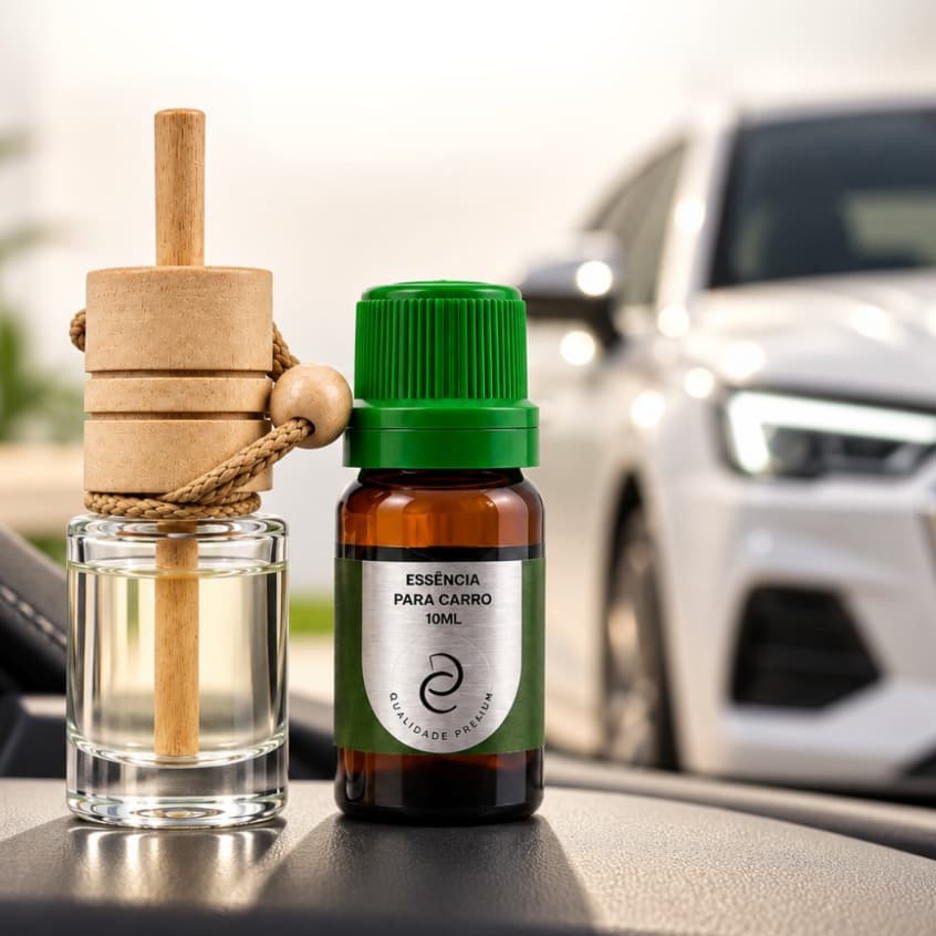 Kit Aromatizador para Carro Suporte de Vidro + Essência 10ml Cheirinho / Várias Fragrâncias