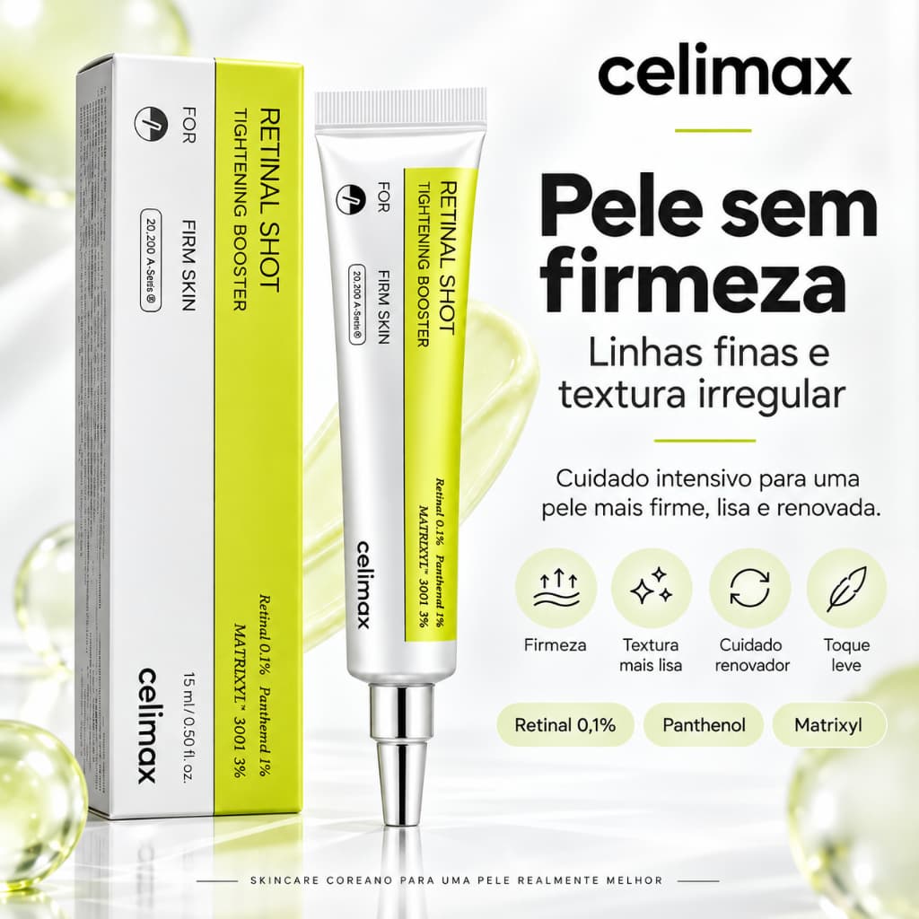 Celimax Retinal Shot Tightening Booster Retinal 0,1% Creme Facial Firmador Anti-Idade Linhas Finas