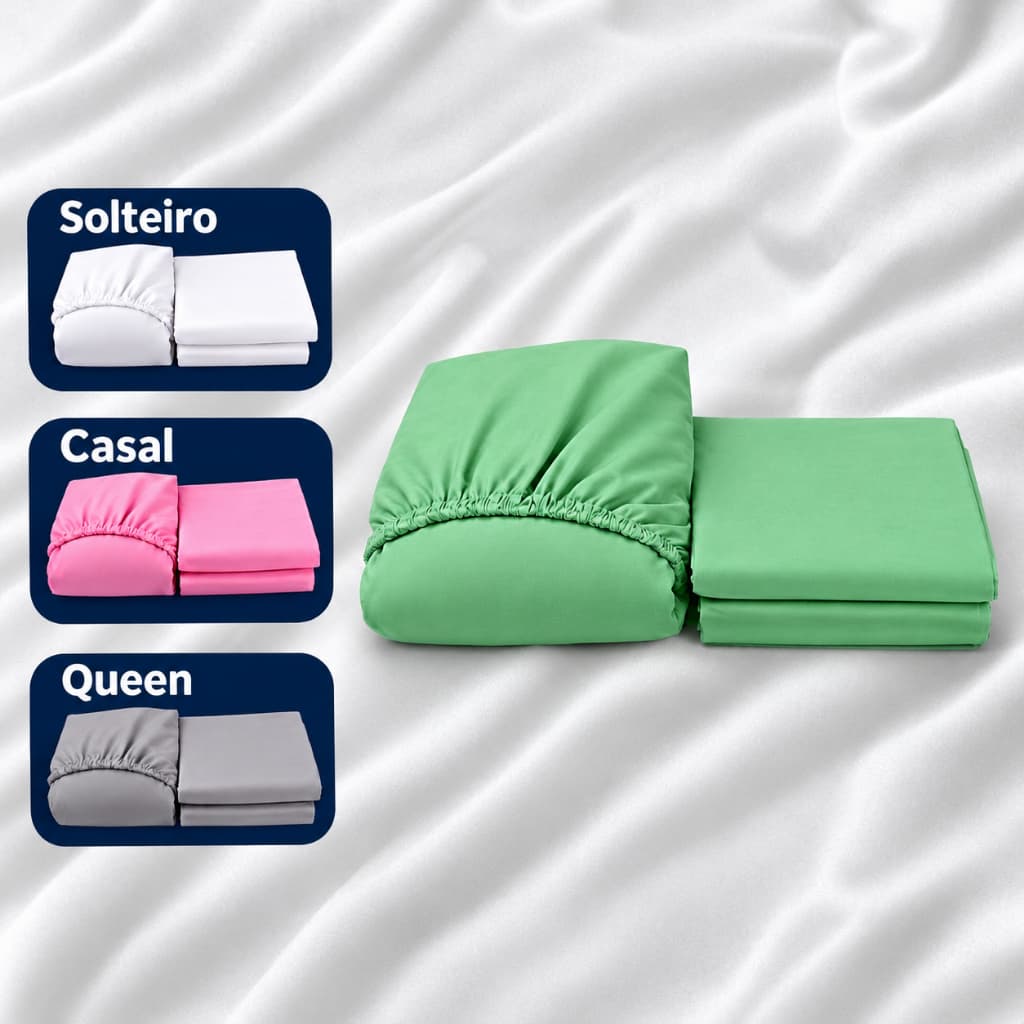 Lencol para Diversos Tamanhos 400 Fios Micropercal Jogo De Cama com elástico