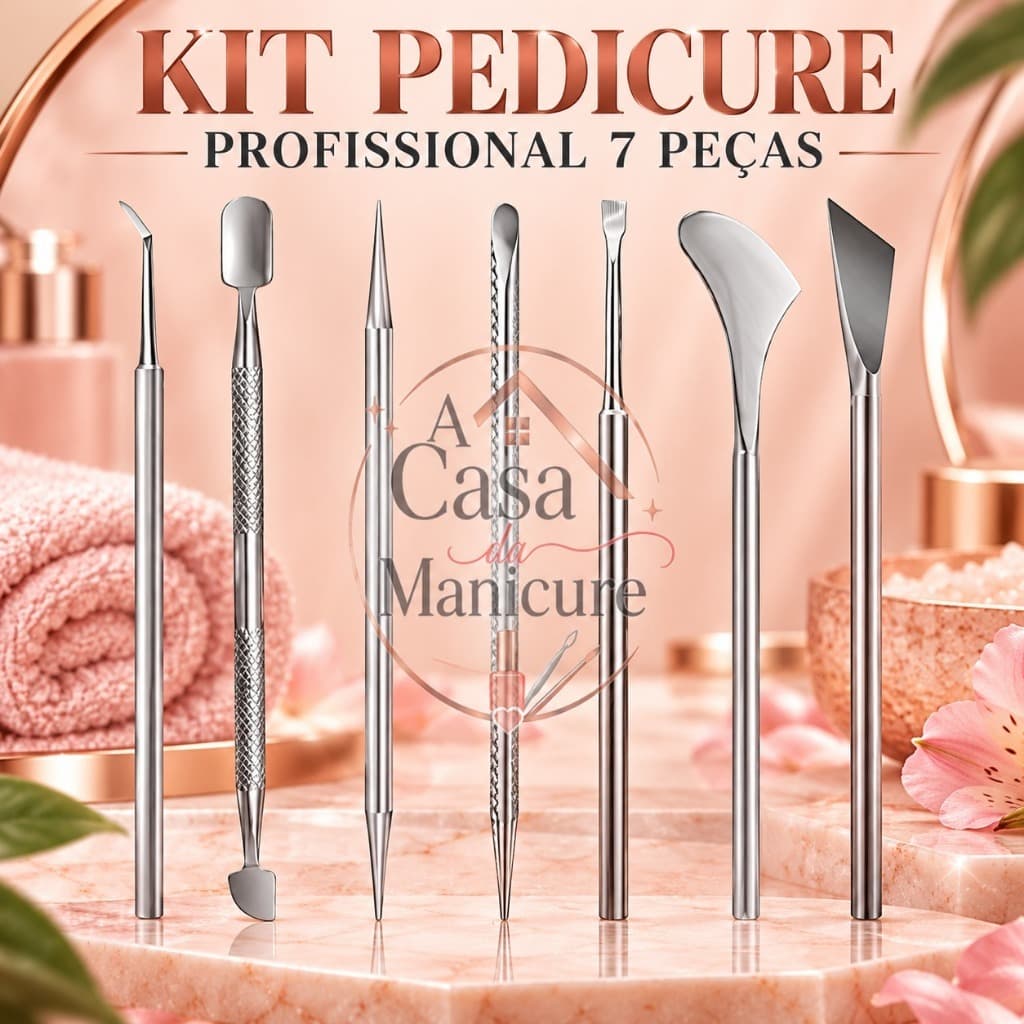 Kit Completo Pedicure Profissional A Casa da Manicure 7 Peças Aço Inoxidável Cuidado dos Pés