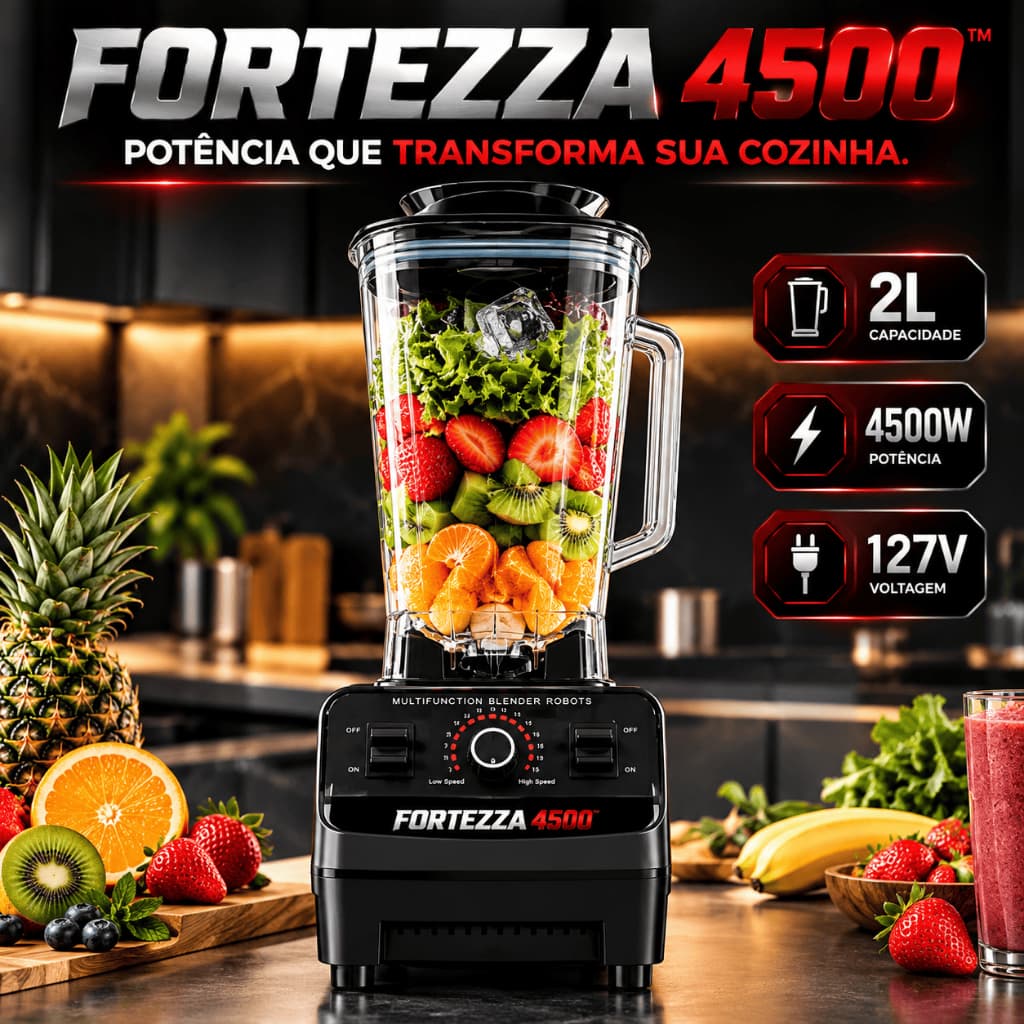 Liquidificador Potente 4500w Capacidade 2 Litros Uso Domestico Profissional 127v