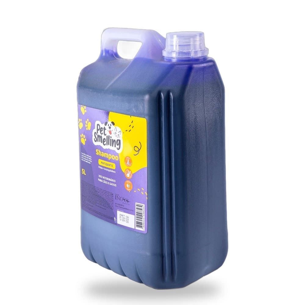 Shampoo Matizante Pet Smelling 5L para Cães e Gatos Pelos Claros e Brancos Hidratação e Brilho Banho e Tosa