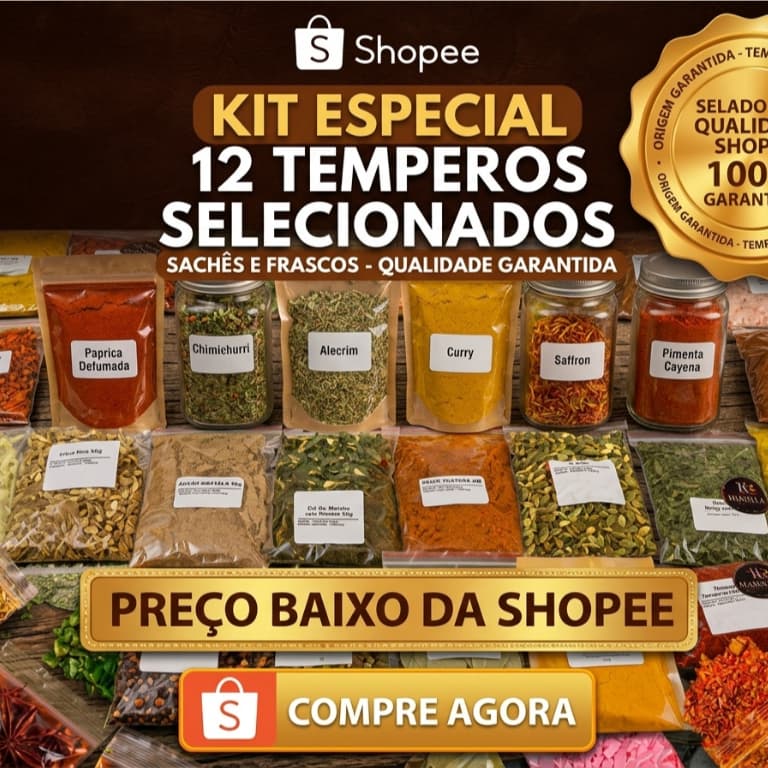 Kit De 12 Temperos E Condimentos Naturais Em Sachês 20g Cada Gramas Cozinha Especiarias Premium Atacado Envio Rápido