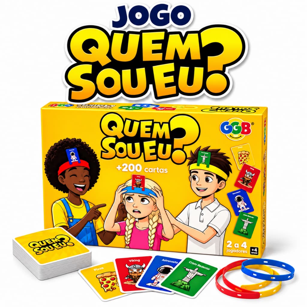 Jogo de Adivinhação Quem Sou Eu? GGB Brinquedos 200 cartas - Diversão em Família e Amigos - Criança