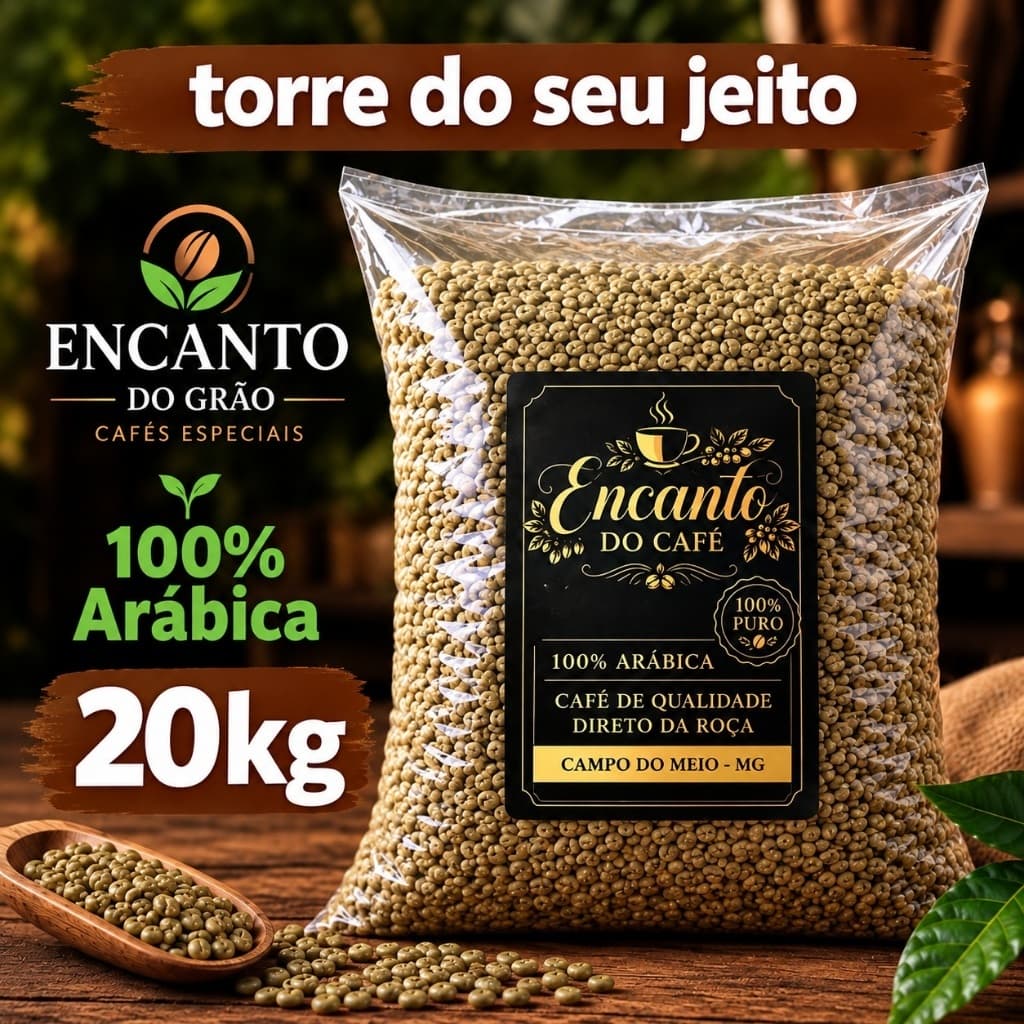 20 kg de café em grãos cru 100% arabico puro (torre do seu jeito)