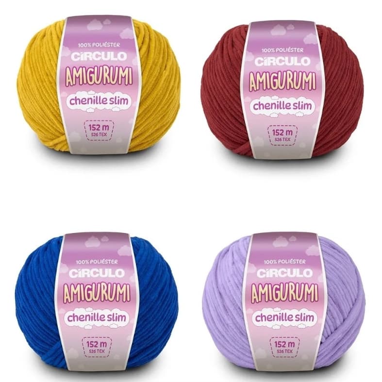 KIT 10 UND/ Fio Amigurumi Chenille Slim 80g - 152m Tricô Crochê - Circulo