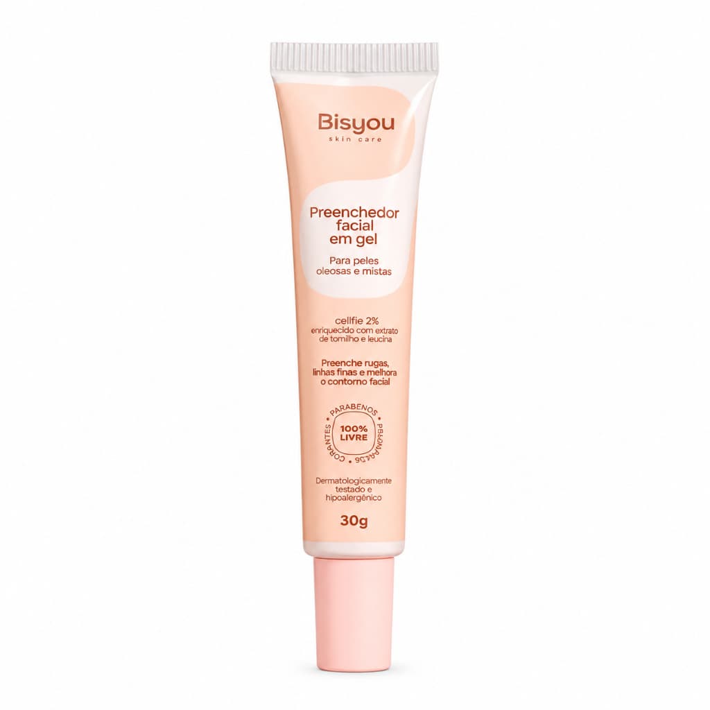 Gel Preenchedor Facial Bisyou 30g Anti-idade Cellfie Vitamina E Rápida Absorção Pele Oleosa e Mista