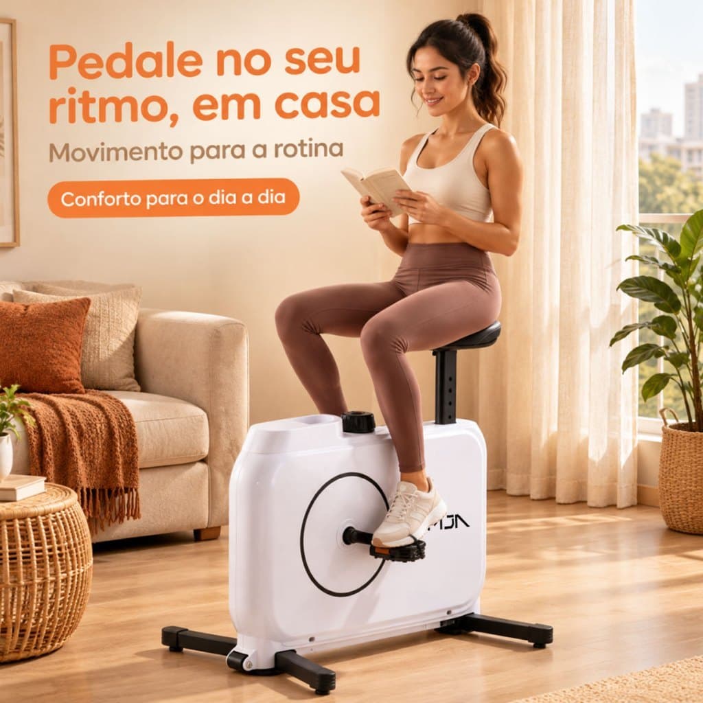 Bicicleta Ergométrica Magnética Vertical 8 Níveis de Resistência com Display LCD e Banco Ajustável para Casa
