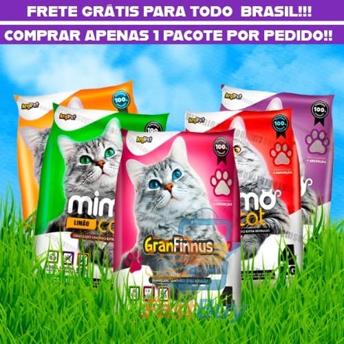 Kit Fardo 5 Pacotes Areia Sanitária Granulado Higiênico Sanitário Forma Torrões Absorção Perfumada