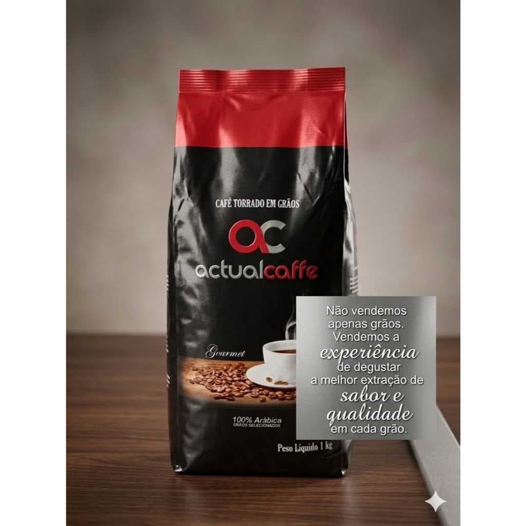 Café Torrado Em Grãos Actualcaffe Gourmet 100% Arábica 1kg caixa com 5 kg.