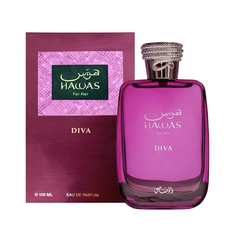 Perfume Hawas Diva For Her 100ml EDP Feminino – Floral Frutado Doce, Longa Duração Importado